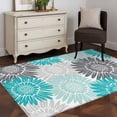 thumbnail image 3 of Turquoise Grey Sunflowers Area Rugs 4'x6', Washable Small Throw Rugs for Office Bathroom, Boho Rustic Floral Vintage Blossom Indoor Outdoor Rug Non-Slip Low Pile Carpet Runner Reversible Floor Mats, 3 of 8