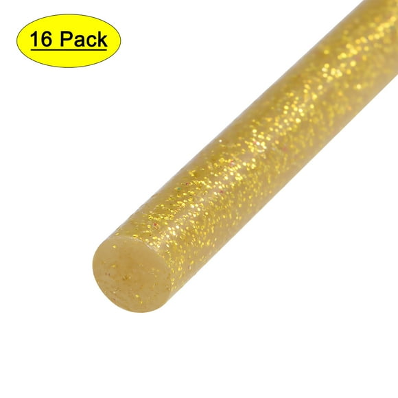 Unique Bargains Mini Hot Glue Gun Sticks 4' x 0.27' for Glue Guns, Glitter Gold 16pcs