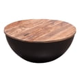 thumbnail image 4 of Diamond Sofa SALEMCTNABL Salem Round Drum Storage Cocktail Table with Natural Mango Wood Top & Metal Base, Natural, 4 of 7