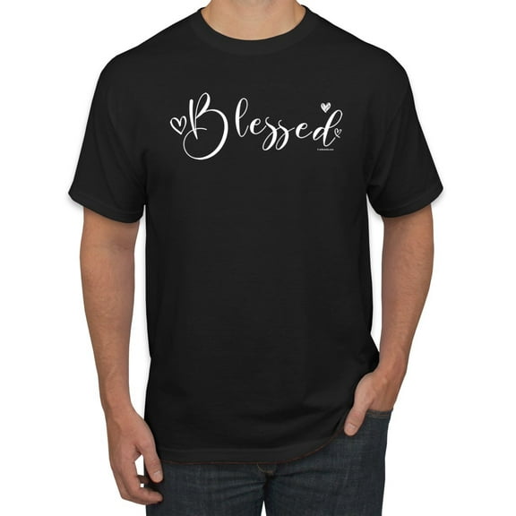 Blessed Inspirational Quote Heart Love Inspirational/Christian Men's Graphic T-Shirt, Black, Small