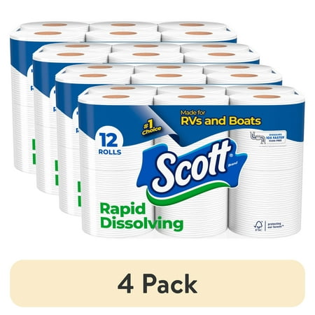 (4 pack) Scott Rapid-Dissolving Toilet Paper for RVs & Boats 12 Double Rolls (4 pack) Scott Rapid-Dissolving Toilet Paper for RVs & Boats 12 Double Rolls