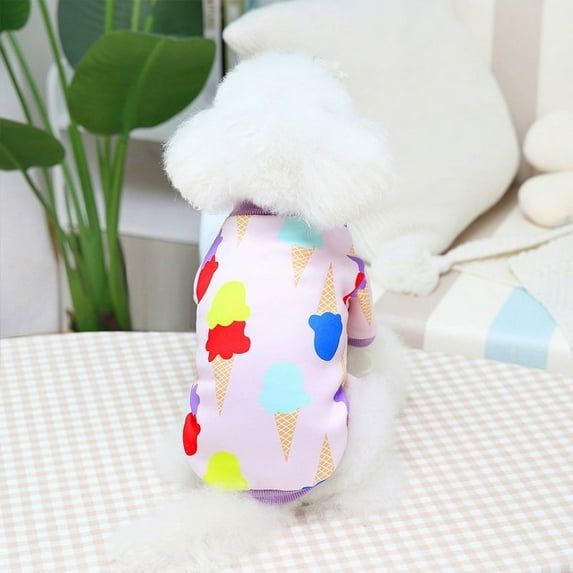 Pet Clothes Fall/Winter Comfortable Dog Clothes Cherry Floral Small Dog Teddy ice cream L