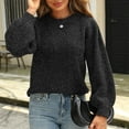 thumbnail image 4 of Zedker Fashion Sequins Women's Crewneck Long Sleeve Casual Knitter Pullover Sweaters, Comfy Loose Thermal Outfits for Fall and Winter,Black,L, 4 of 4
