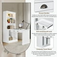 thumbnail image 6 of Harper & Bright Designs Tall Bookshelf with Writing Desk, White Wooden Storage Bookcase with Study Desk, Workstation with Open Shelves and LED Lighting for Home Office, 6 of 17