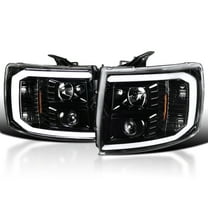 Spec-D Tuning Jet Black LED Light Tube Projector Headlights Compatible with 2007-2013 Chevy Silverado 1500 2500HD 3500HD, Left   Right Pair Headlamps Assembly