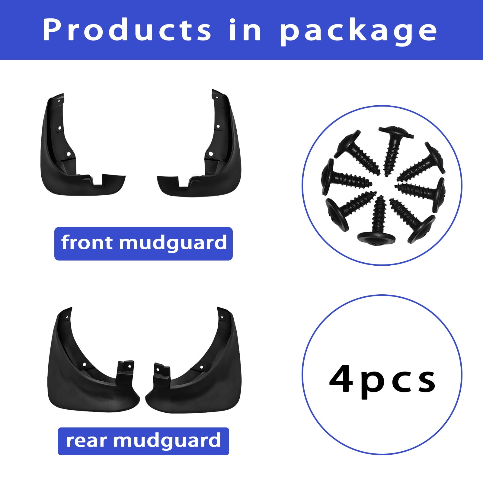All Weather Mud Flaps For Mazda 6 2003-2010 Accessories, Front & Rear Mudguards For Car, Set Of 4PCS No Drilling Splash Guards -black