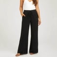 thumbnail image 2 of LIaqionyy Womens Maternity Pants Wide Leg High Waisted Adjustable Drawstring Casual Trousers with Pockets, 2 of 7