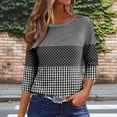 thumbnail image 3 of Cilsoka 3/4 Sleeve Shirts for Women Fall Striped Crew Neck Business Casual Tops Loose Three Quarter Length Work Blouses, 3 of 5
