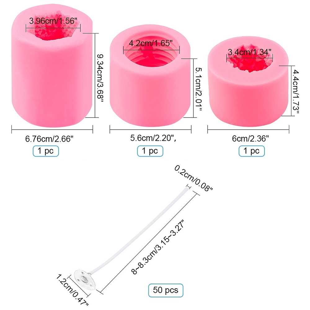 DIY Candle Making Kits with Silicone Molds Paraffin Candle Wicks Hot Pink about 54pcs/set