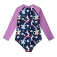 thumbnail image 3 of Kids Girls Unicorn One Piece Swimsuits Swimwear Long Sleeve Rash Guard Zipper Front Bathing Suit, 3 of 8