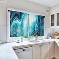thumbnail image 3 of Marble Kitchen Curtains Blue Gold Window Curtains and Valances Set 36 Inch, Abstract Texture Art Rod Pocket Short Tier Curtain, Modern Luxury Small Curtains for Kitchen Decor, 3 of 6