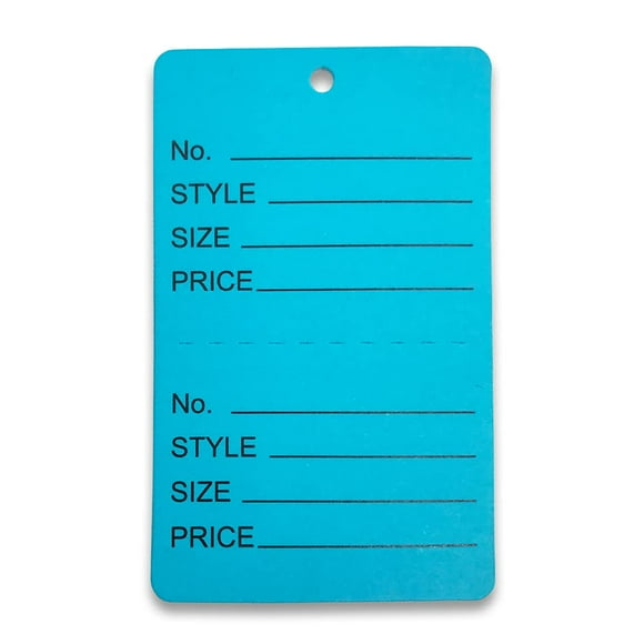 100 Qty Unstrung Blue Price Tags w/Perforated Stub