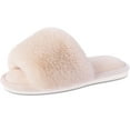thumbnail image 2 of Parlovable Womens Fuzzy Faux Fur Slippers Cozy Spa Flat Fluffy Indoor House Shoes Slip on Outdoor Home Slipper Beige 9-10, 2 of 8