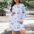 thumbnail image 2 of Hrsba Women Sleepwear,Fashion Print Short Sleeve Crew Neck Loose Casual Home Sleep Dress 1 Piece for Women Daily Leisure, 2 of 5