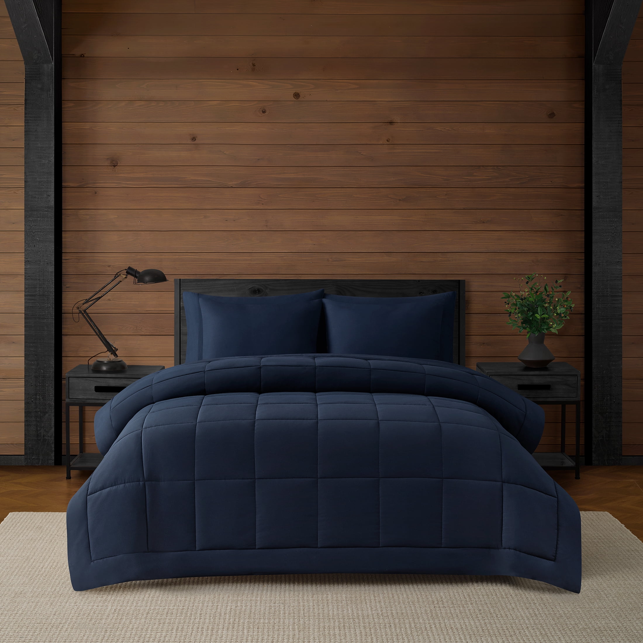 Pawz 3-Piece Fleece Comforter Set with Pillow Shams, Soft and Warm, Navy Blue Bears, King