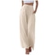 thumbnail image 1 of Pantalones de cintura alta y pierna ancha para mujer - Elástico con cordón, pierna recta cómoda, con bolsillos, 1 of 5