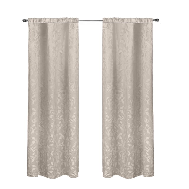 Cortinas Jacquard Elefantito Hogar Hojas Beige Color Beige Dos paneles de 1.50 cm x 2.10 cm