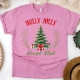 thumbnail image 1 of Holly Jolly Social Club T-Shirt | Christmas Tree Graphic Tee, Azalea, Size L, 1 of 6