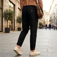 thumbnail image 6 of LIaqionyy Men's Pants Lightweight Drawstring Elastic Waist Straight Leg Casual Fashion Trousers with Pockets, 6 of 7