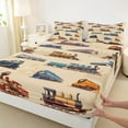 thumbnail image 3 of Homewish Retro Steam Train Twin Sheet Sets,Vehicle Train Twin Fitted Sheet,Railway Truck Flat Sheet For Boys,Microfiber Bedroom Decor,3-Piece, 3 of 7