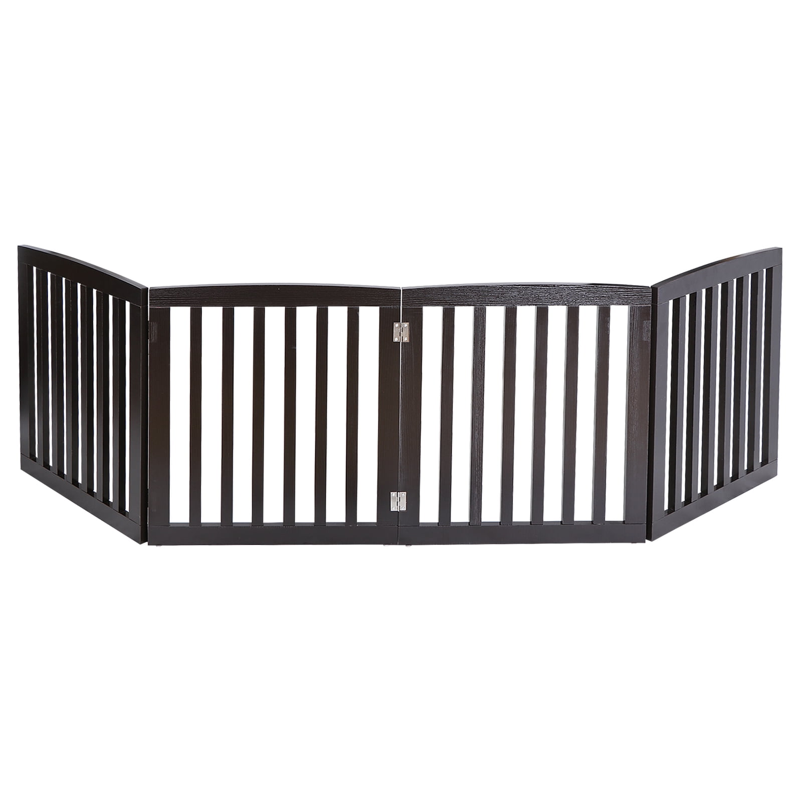 ZYPPP 4 Panels Dog Gate Pet Fence Safety Barrier Freestanding Doorway Coffee Colour
