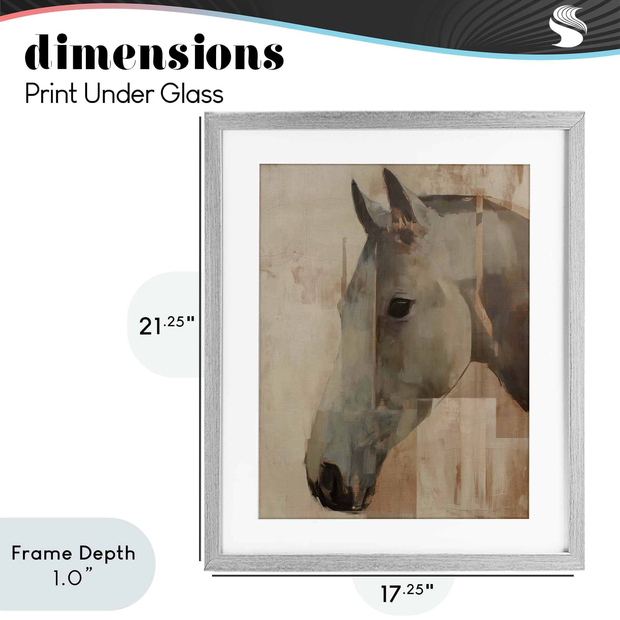 Stupell Industries Pure Horsepower Portrait Gray Framed Print Under Glass, design by Svetlana Aleynikova