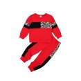 thumbnail image 3 of Listenwind 2Pcs Toddler Boys Girls Leopard Patchwork O-neck Sweatshirts Tops+Pants Tracksuits, 3 of 5