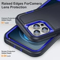 thumbnail image 2 of Feishell Case for iPhone 12/12 Pro 6.1 inch,Heavy Duty 3 Layer Military Protection with Hidden Kickstand Shock Resistant Armor Hybrid Bumper Rugged Rubber Phone Cover,Darkblue+Royalblue, 2 of 8