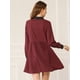 thumbnail image 5 of Vestido A Cuadros Vintage Casual Holgado Con Cuello En Contraste De Media Tapeta Para Mujer Vino S, 5 of 6
