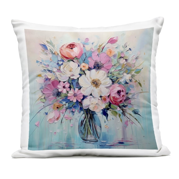 Stupell Industries Faux Textured Bouquet on Blue Outdoor Printed Pillow design by Creative Studio, 18 x 7 x 18