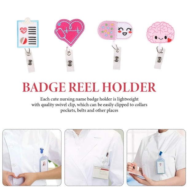 8pcs/pack ID Card Name Tag Clip Badge Reel Holder Business Doctor