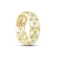thumbnail image 4 of AFFY Round Simulated Aquamarine Hollowing Flower Ring for Women 14K Yellow Gold over Silver-5, 4 of 5