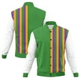 thumbnail image 3 of Otntypg Lightweight Striped Color Block Bomber Jackets for Women Casual Drop Shoulder Long Sleeve Button Down Varsity Cardigan Outwear Coats Trendy Pocket Baseball Sweatshirts Green XXL, 3 of 6