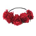 thumbnail image 1 of Corona de flores de rosa roja diadema para Festival F-67, 1 of 5
