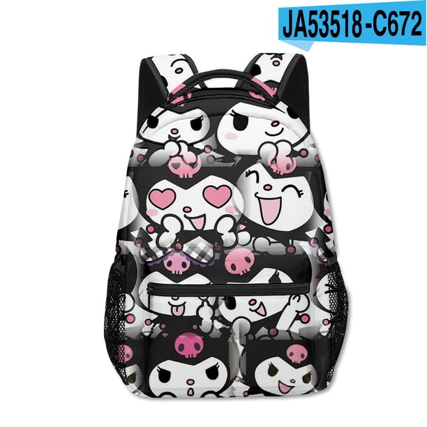 Mochila con dibujos animados de Sanrio Kuromi Kuromi impresa en 3D para estudiantes de primaria y secundaria