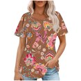 thumbnail image 2 of Fiudx Ofertas Flash Del Día Solo En Línea Top Estampado con Cuello Redondo y Manga Corta Informal para Mujer a La Moda, 2 of 6