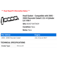 thumbnail image 2 of Head Gasket - Compatible with 2005 - 2008 Chevy Cobalt 2.2L 4-Cylinder L61 VIN F 2006 2007, 2 of 2