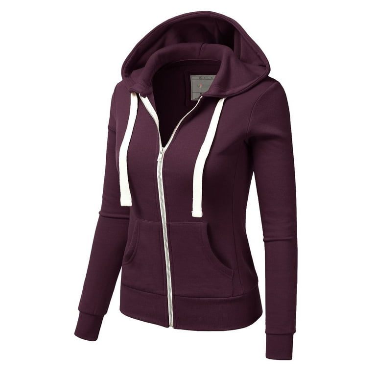 Doublju Women's Lightweight Pocket Zip-Up Hoodie Jacket for Women with Plus  Size - Walmart.com