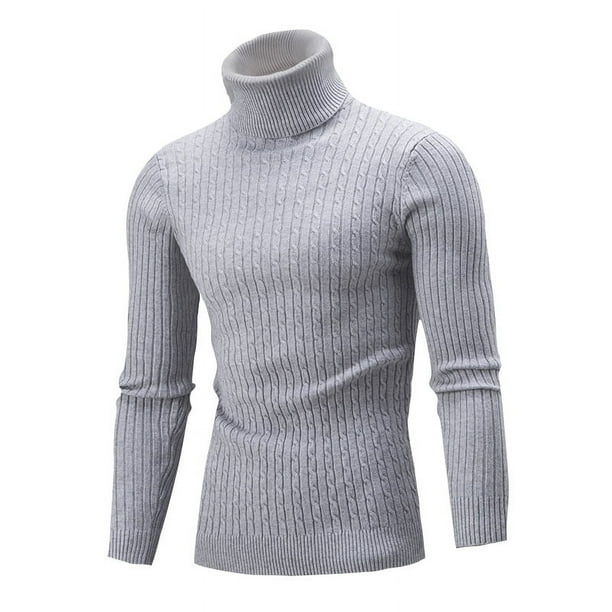 Suéter de cuello alto para hombre, suéter de cuello alto de moda casual de otoño e invierno para hombre, suéter simple con giro