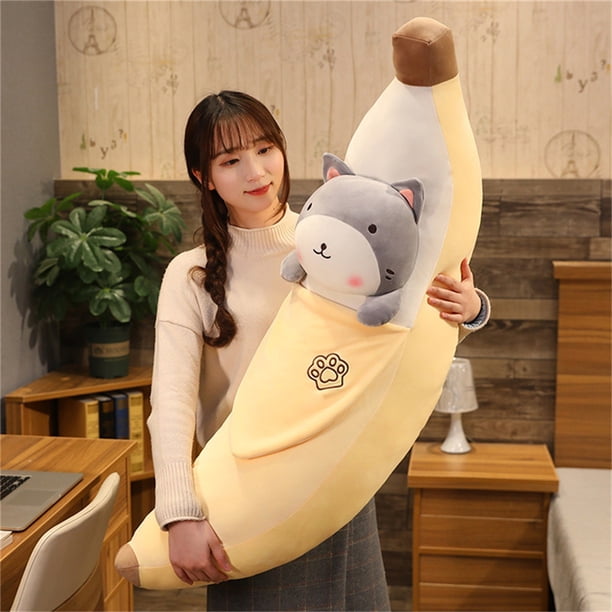 Juguete de peluche, regalo de cumpleaños, vacaciones, plátanos pelables, adornos de animales, almohada rellena Wmkox8yii shdjk4429