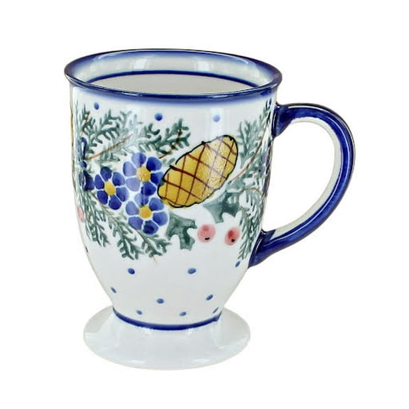 Blue Rose Polish Pottery Pinecone Pedestal Mug