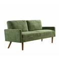 thumbnail image 6 of Xukmct 3 Seater Loveseat Sofa with Wood Legs, Upholstered Velvet Sofa Couch Living Room, Home, Apartment, Office, Green, 6 of 7