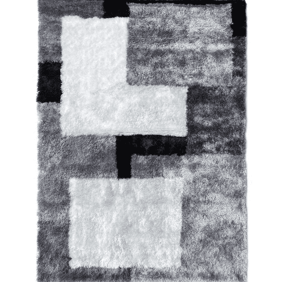 Optima White And Gray 8x10 ft Shag Area Rug