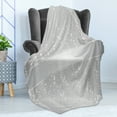 thumbnail image 4 of Grey Soft Flannel Fleece Throw Blanket, Vertical Wavy Lines with Little Dots and a Bold Border Christmas Celebration, Cozy Plush for Indoor and Outdoor Use, 50" x 70", Grey White, by Ambesonne, 4 of 5