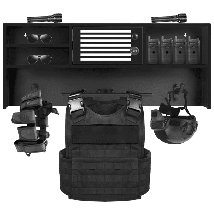Wall - Mounted Police Gear Rack - High - Quality Metal, with Safety Lock, Strong Weight Capacity & Multifunctional Design