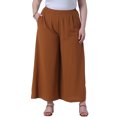 thumbnail image 1 of Pantalones de salón de talla grande para mujer GRACE & GRANDEUR, con cintura elástica, pierna ancha, estilo palazzo, con bolsillos, 4X, marrón, 1 of 1