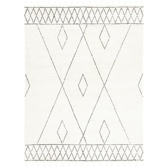 SAFAVIEH Casablanca Nanette Diamond Wool Area Rug, Ivory/Black, 8' x 10'