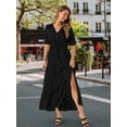 thumbnail image 4 of DARING DIVA Maxi V Neck Half Sleeve Drawstring Waisted Slit Dress S Black, 4 of 8