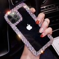 thumbnail image 4 of Compatible con iPhone 13 Pro Max Funda para mujeres niñas 3D Glitter Sparkle Bling Case Luxury Shiny Cute Crystal Charms Rhinestone Diamond Bumper Clear Funda protectora transparente Namotu CZDZ-HY236, 4 of 7