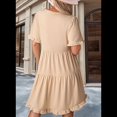 thumbnail image 4 of Vestido Informal de Mujer con Escote en V, Corta y Volantes, Corte A, Color Albaricoque L, 4 of 5